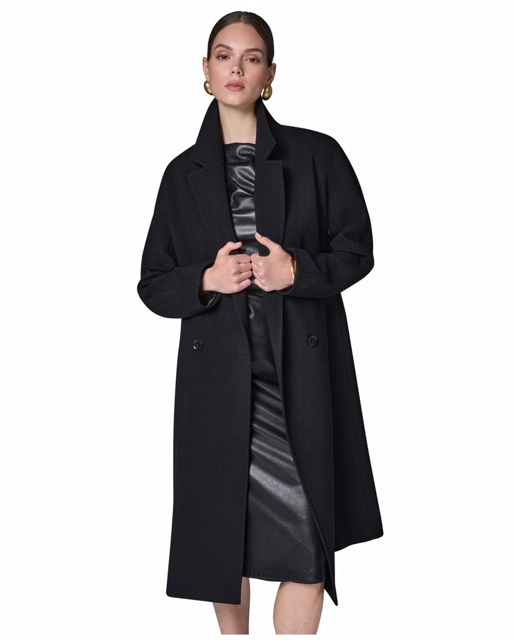 Donna Karan Black Double Breasted Rain Coat