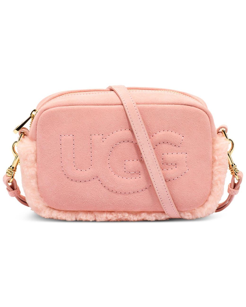 UGG UGG Janey Ii Shearling Embossed Logo Crossbody in Pink Lyst