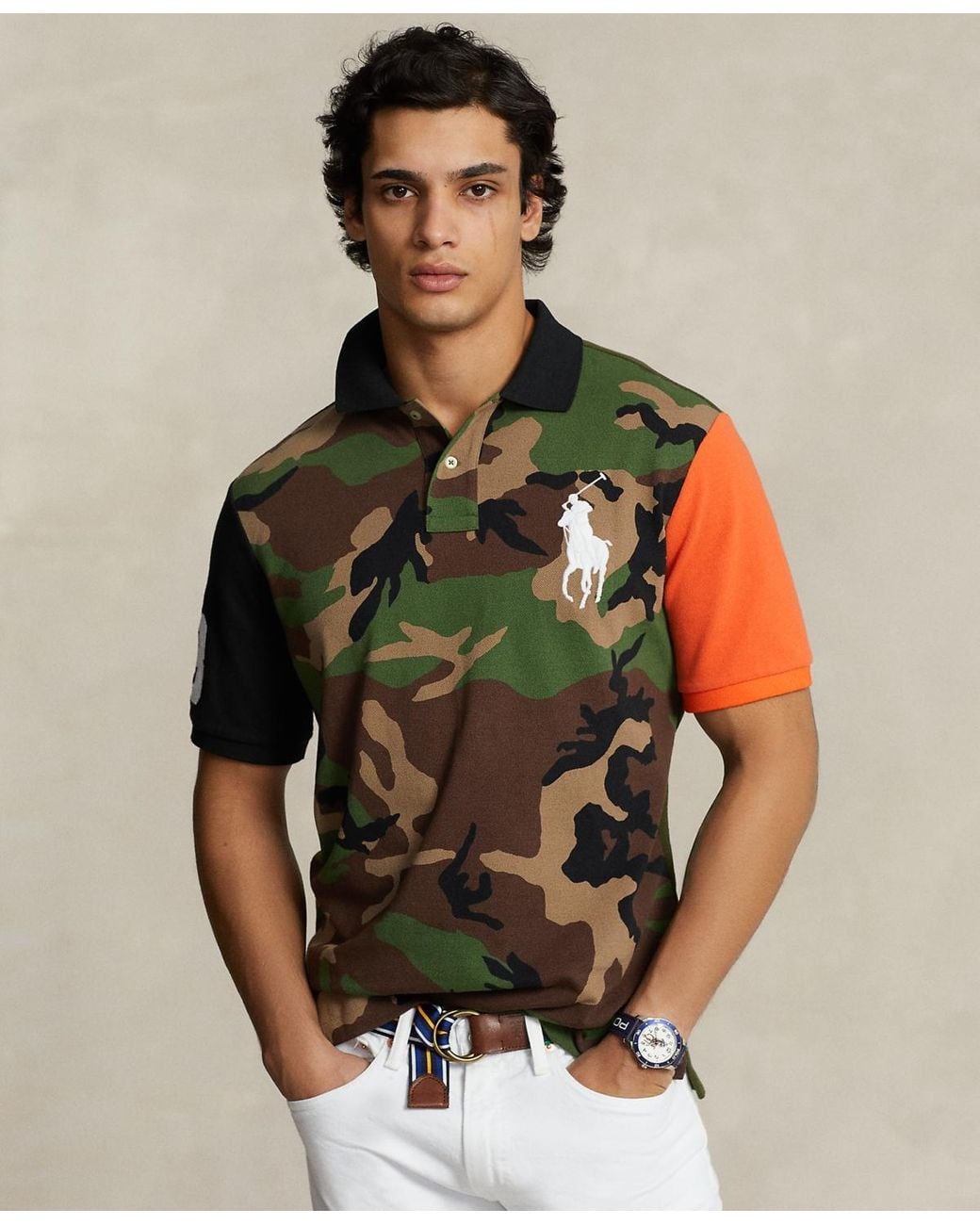 Polo Ralph Lauren Custom Slim Fit Big Pony Mesh Polo Shirt in Brown for ...
