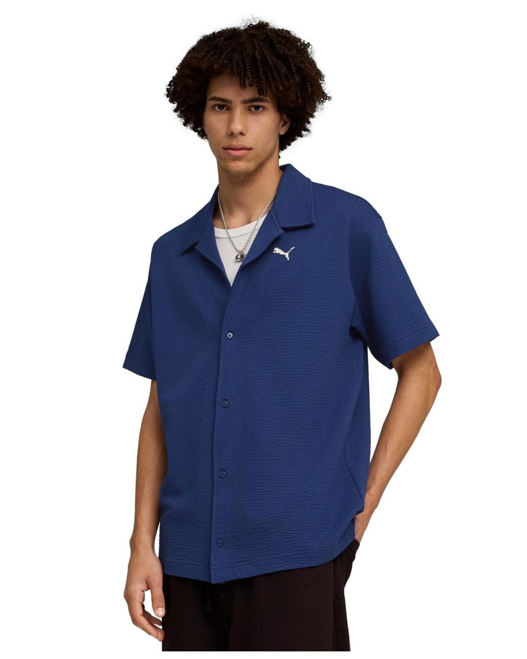PUMA Blue Essential Elevated Regular-fit Shirt for men
