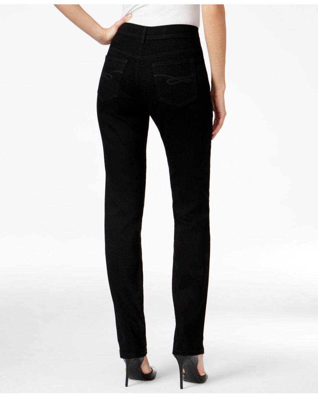 Jeans New Straight Leg Women Pants Tummy Control high rise Black Style & Co 