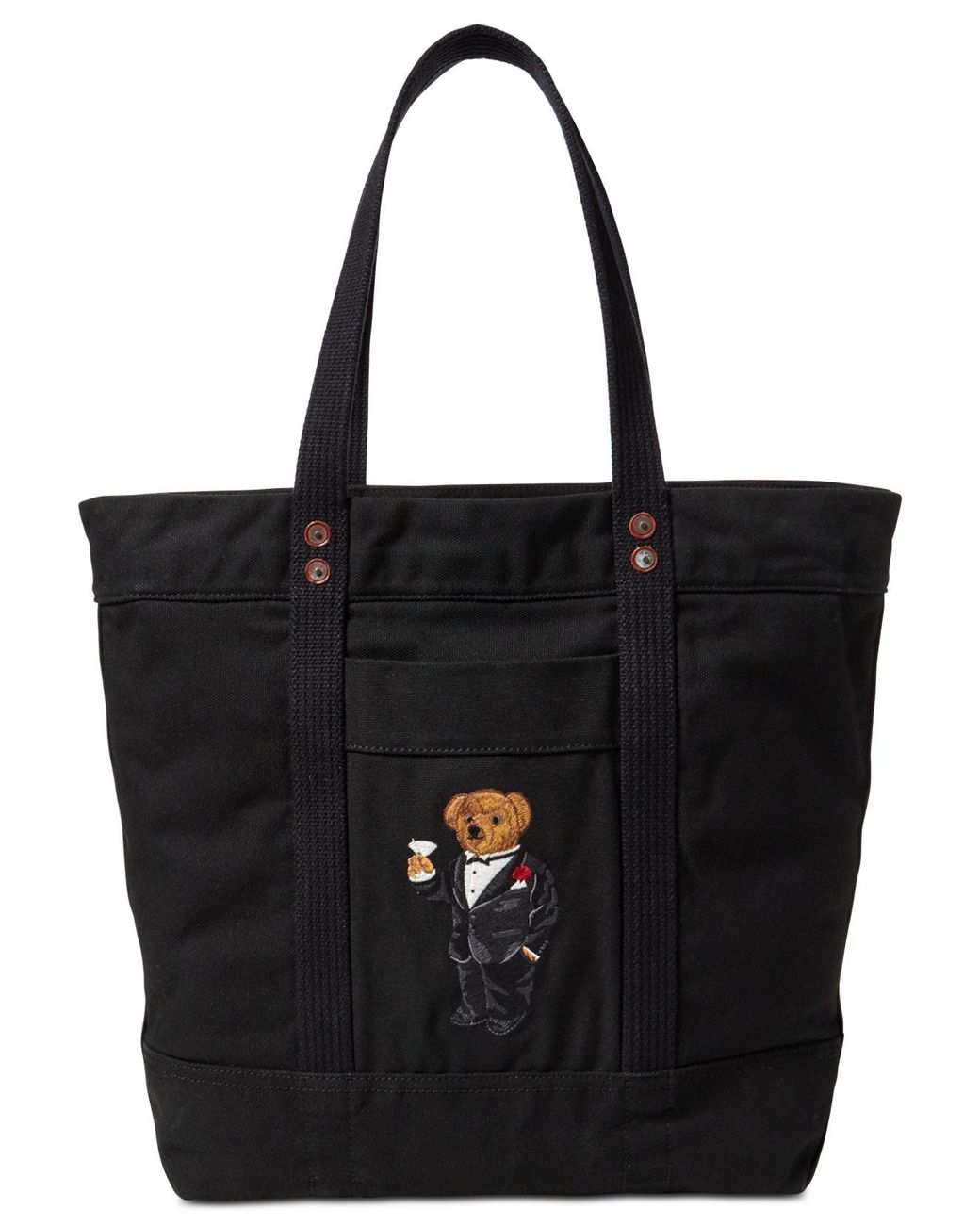 Polo Ralph Lauren Polo Bear Canvas Tote in Black | Lyst