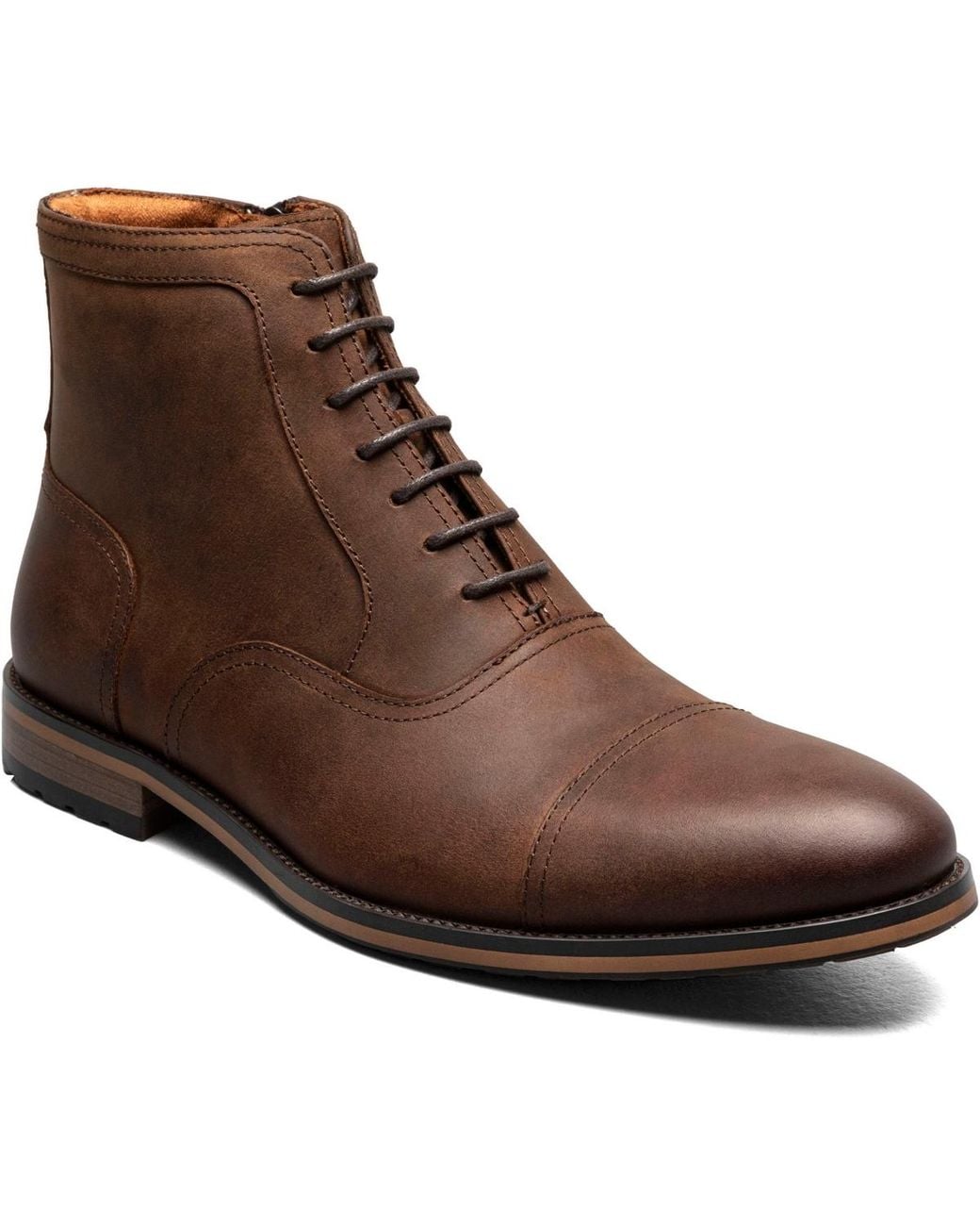 Stacy Adams Brown Porter Cap Toe Side Zip Boots for men