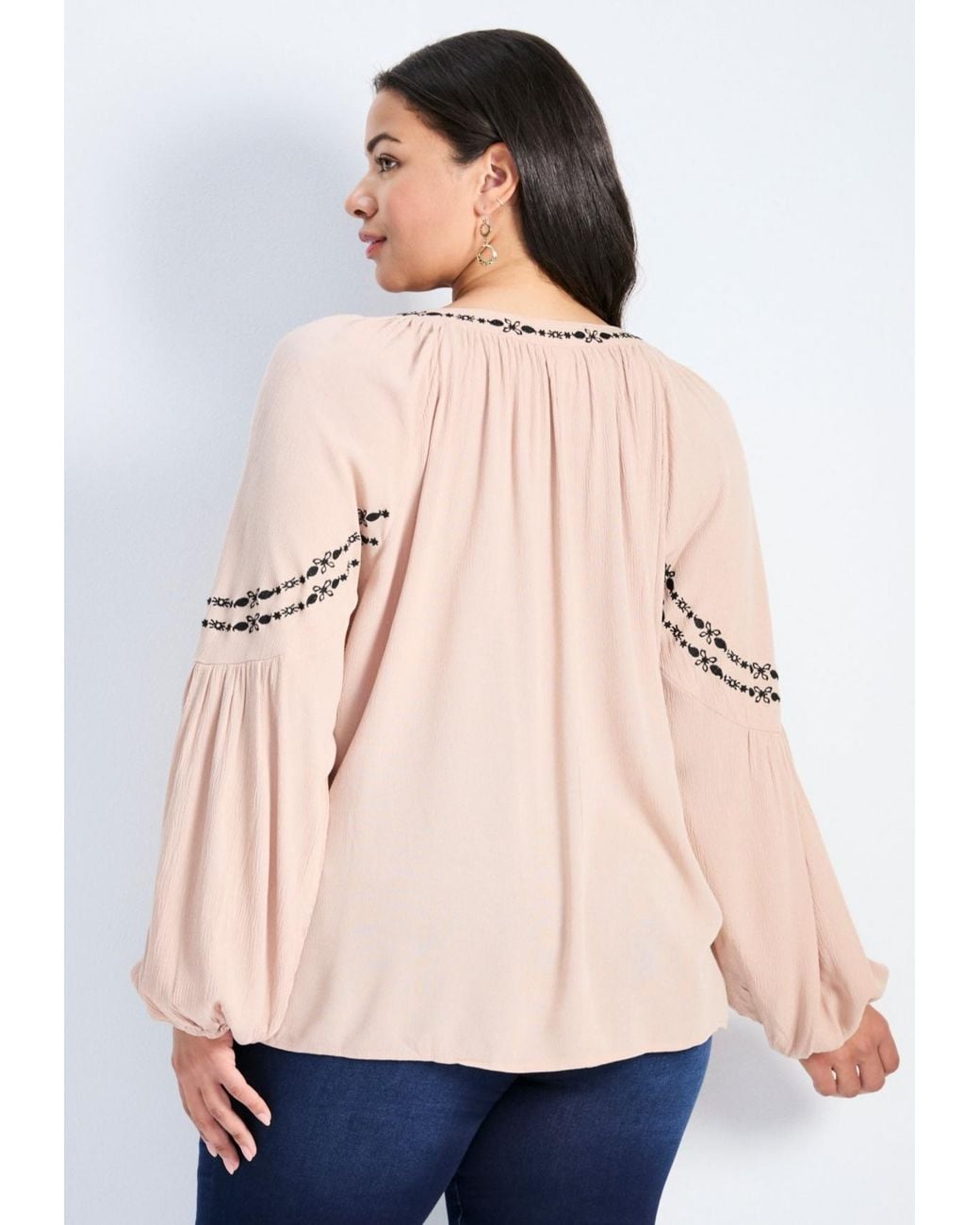 Avenue Natural Plus Size Isabelle Embroidered Top