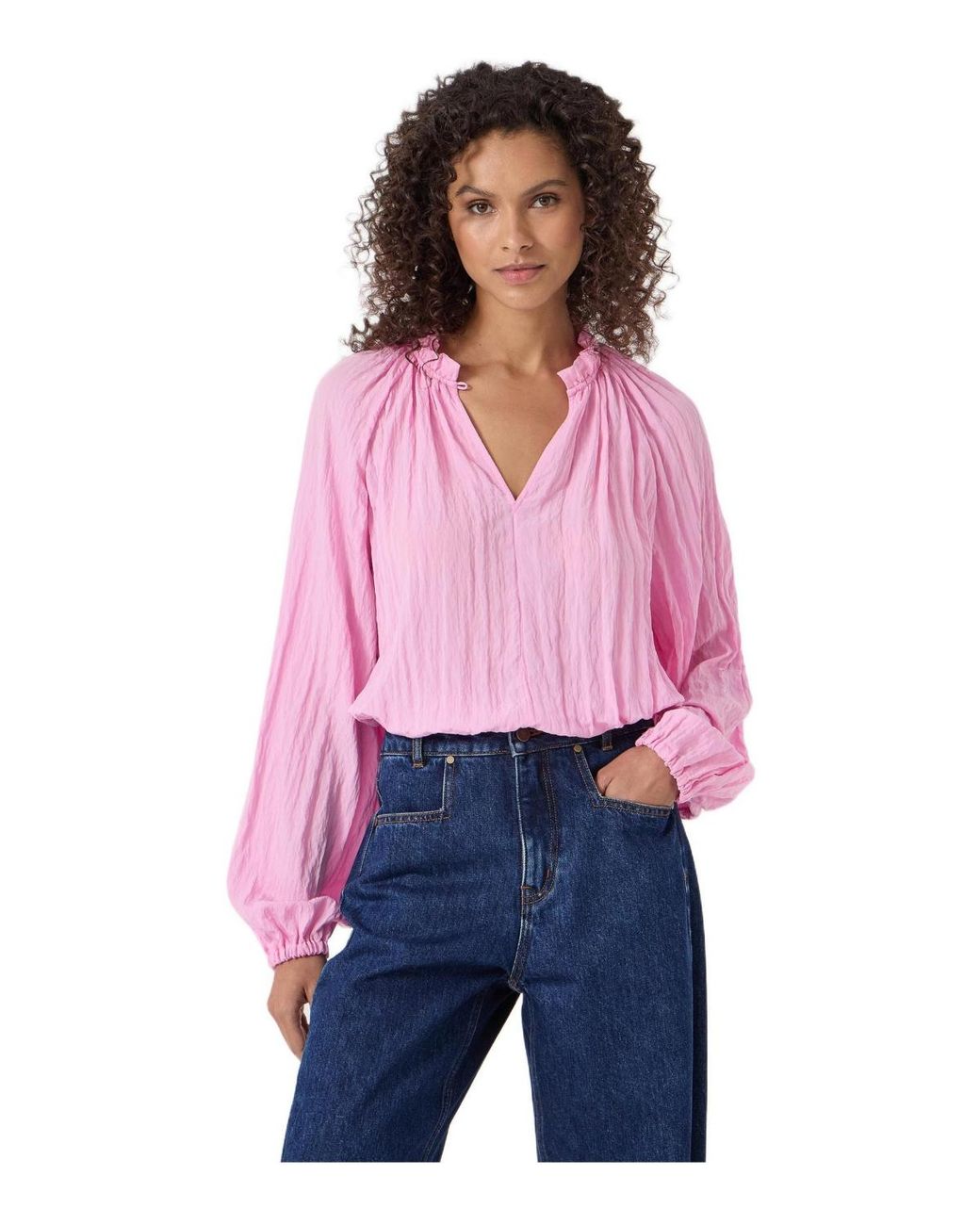 Hush White Ruffled Long Sleeve Blouse