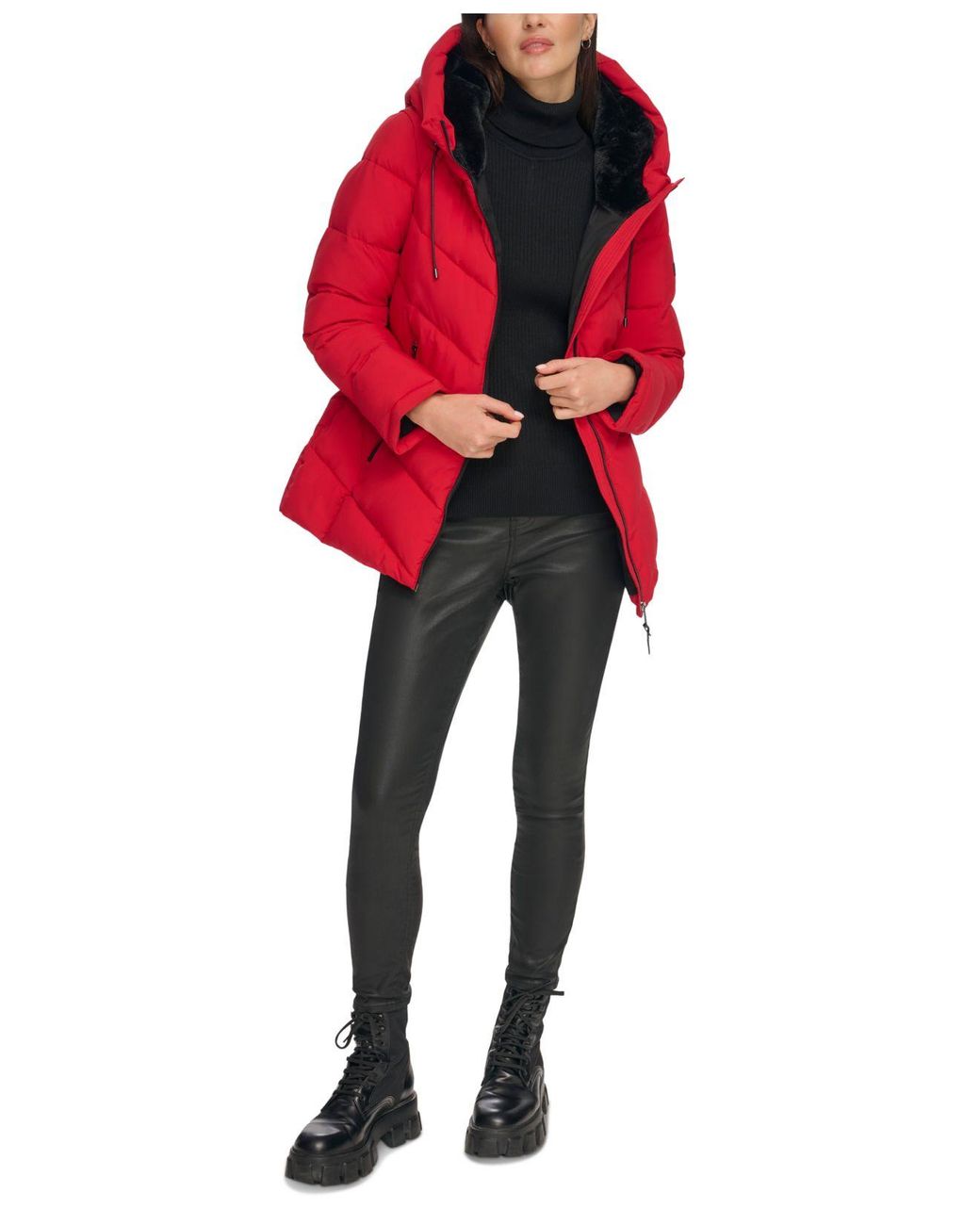 red dkny puffer jacket
