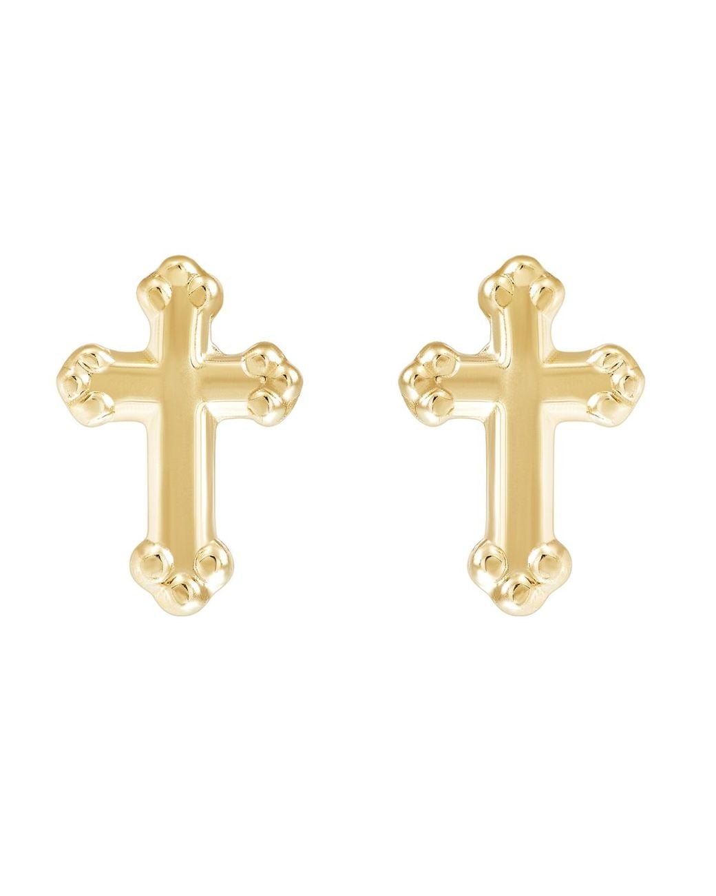 Italian Gold Metallic Macy's Cross Stud Earrings