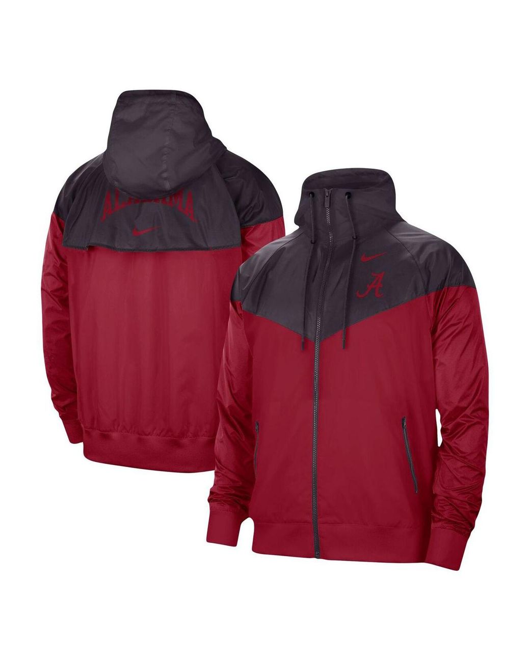 Nike Charcoal, Crimson Alabama Crimson Tide Windrunner Raglan Fullzip