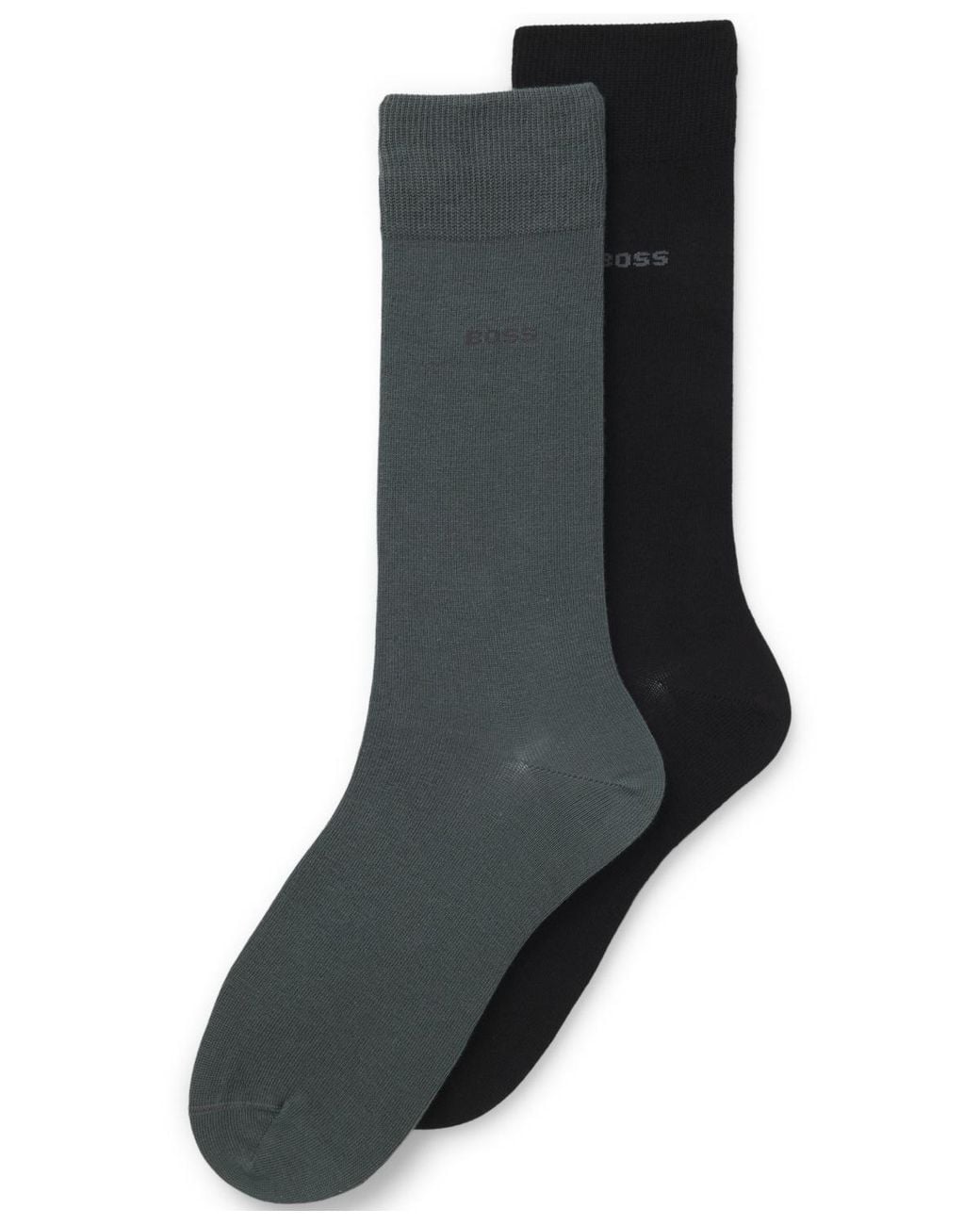 Boss Gray Solid Crew Length Socks for men