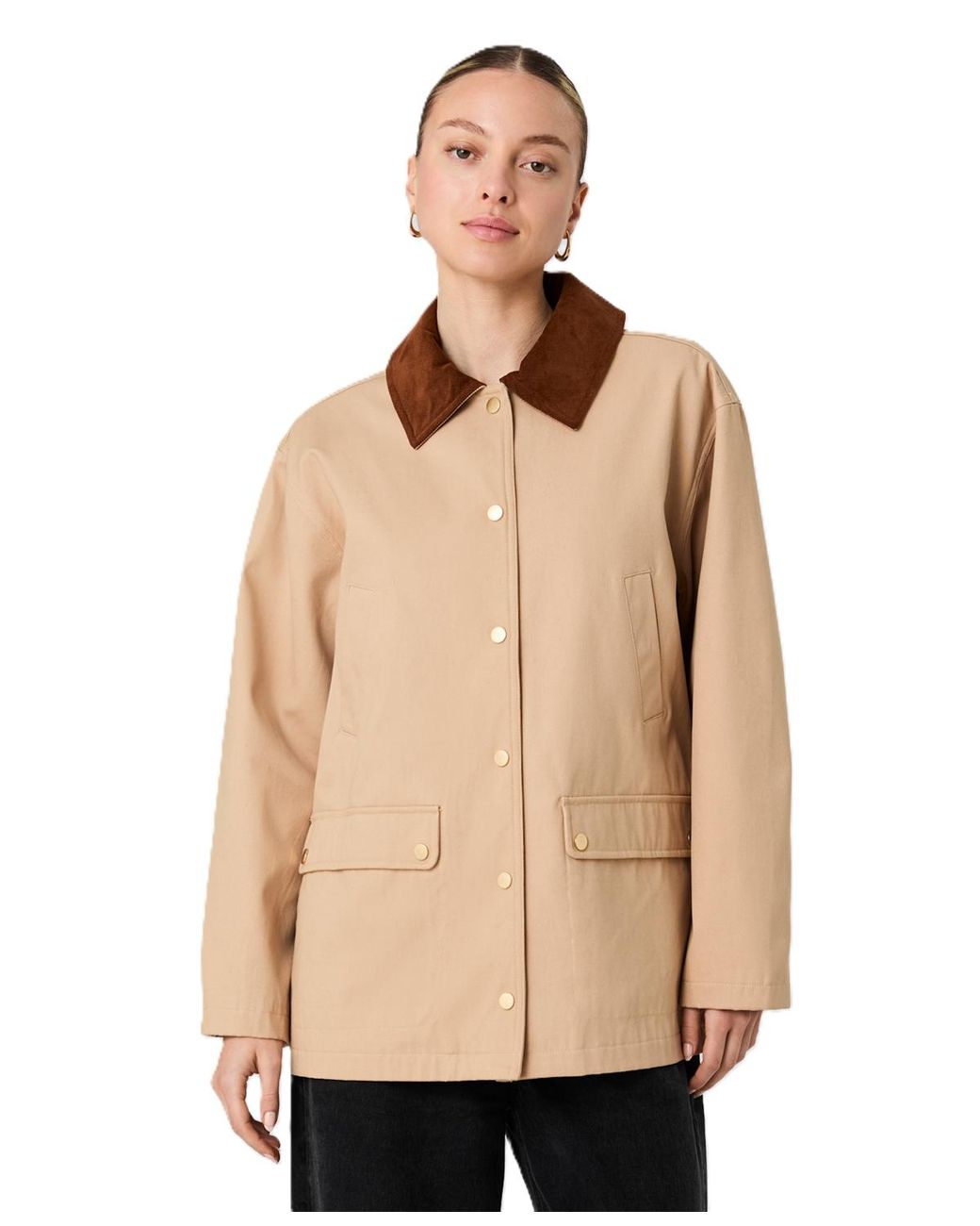 French Connection Natural Oversized Collared Button-front Jacket