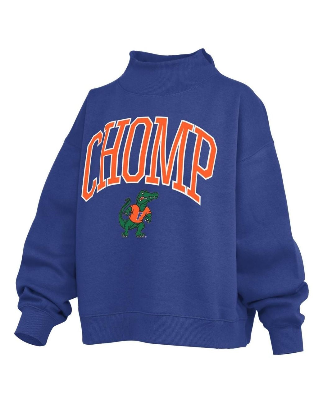 Tag Line For Infomation Technology Pressbox Florida Gators Oversized Slogan Fleece Mock Neck Sweatshirt in ...