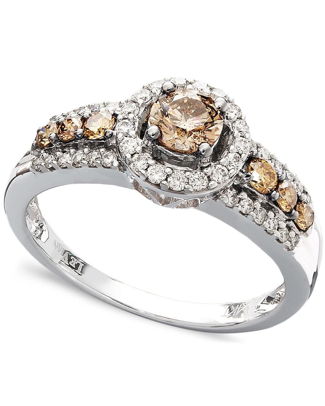 Le Vian Chocolate And White Diamond Ring In 14k White Gold (3/4 Ct. .)  in Brown | Lyst