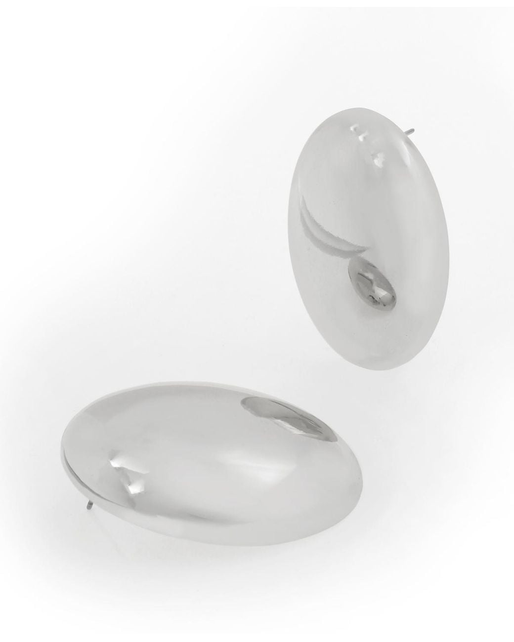 Steve Madden White Puffy Oval Statement Button Earrings
