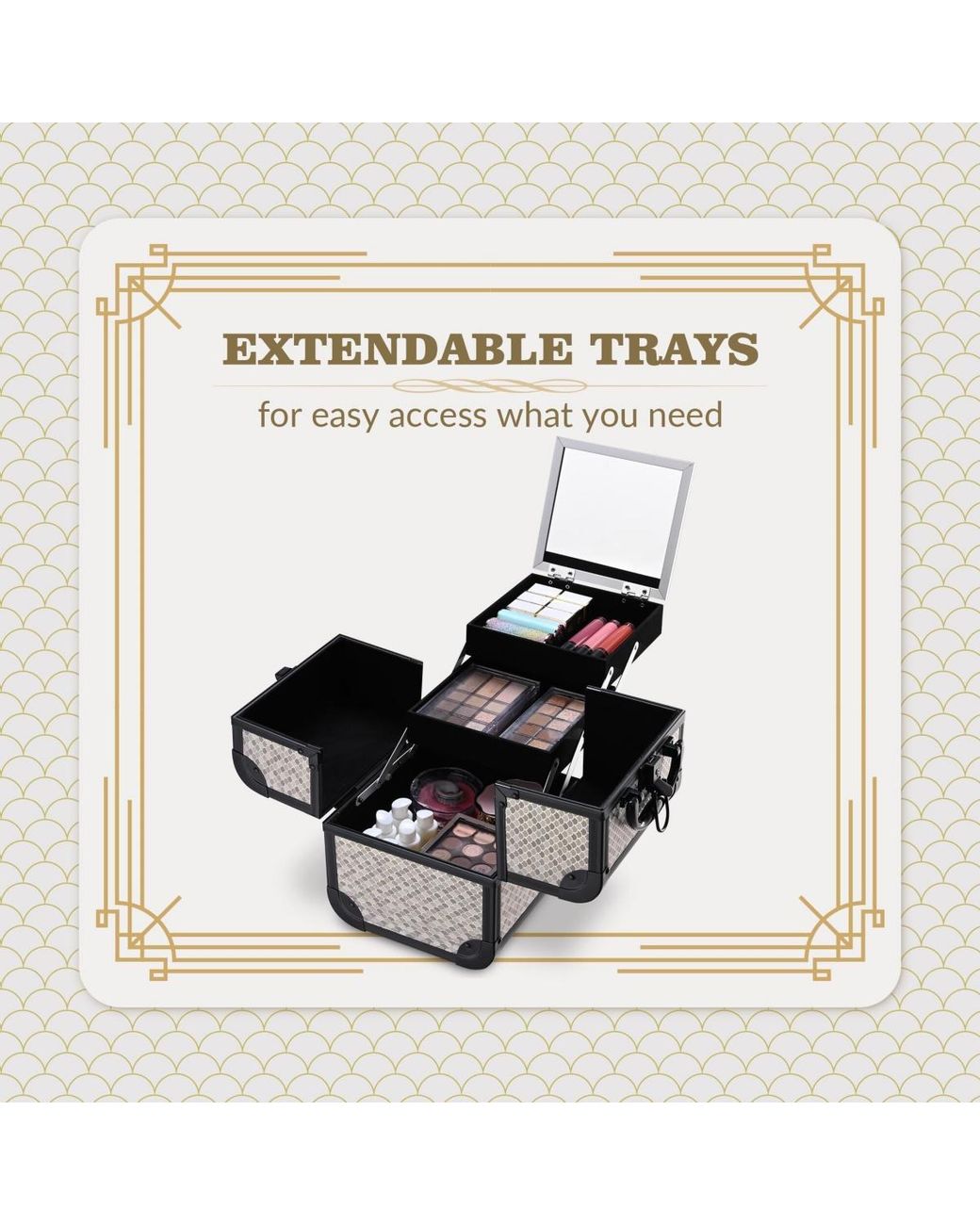 Byootique Gray Makeup Train Case