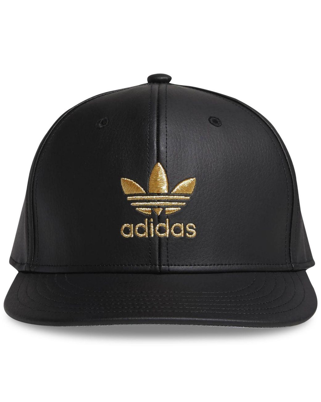 adidas Originals Faux-leather Metallic-logo Hat in Black for Men | Lyst