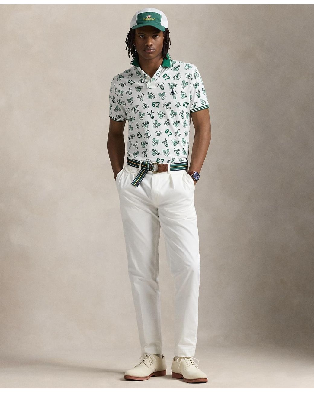 Polo Ralph Lauren Classic-fit Print Mesh Polo Shirt in White for Men | Lyst