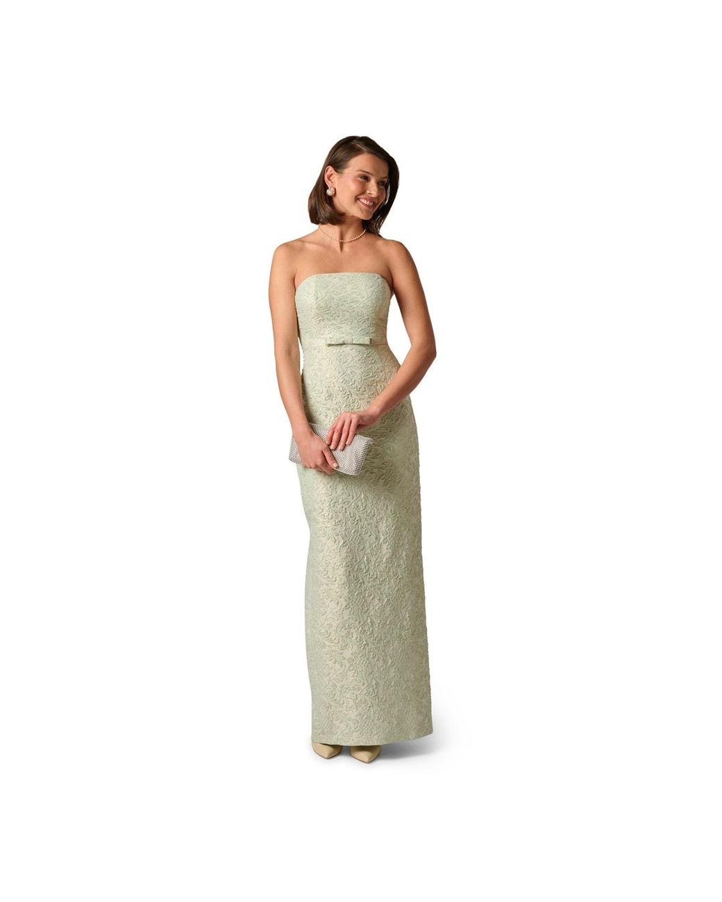 Adrianna Papell Strapless Glitter Ball Gown in Green | Lyst
