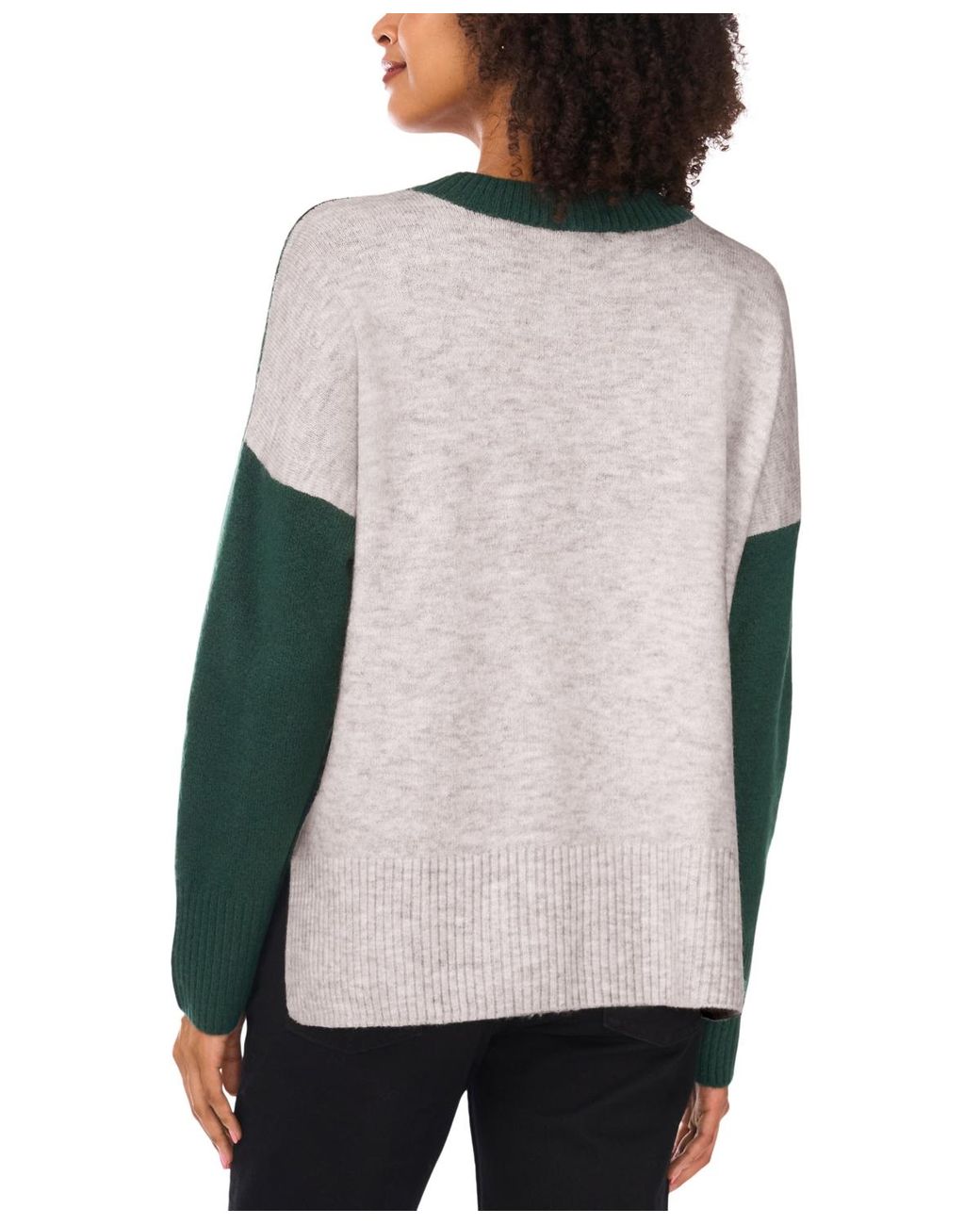 Vince Camuto Green Colorblocked Drop-shoulder Sweater