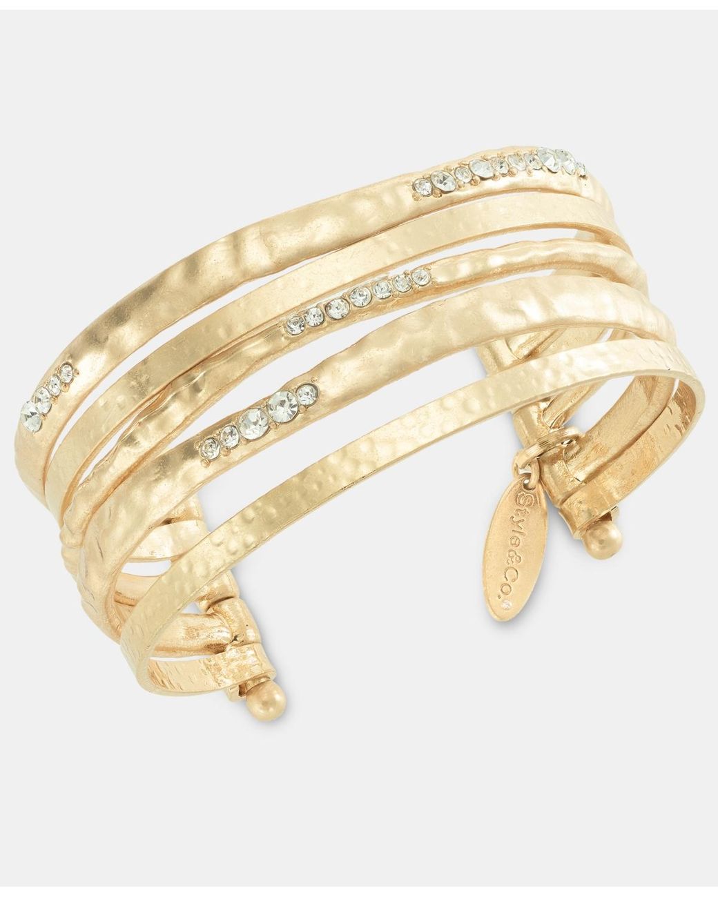Style & Co. Metallic Pave Multirow Cuff Bracelet
