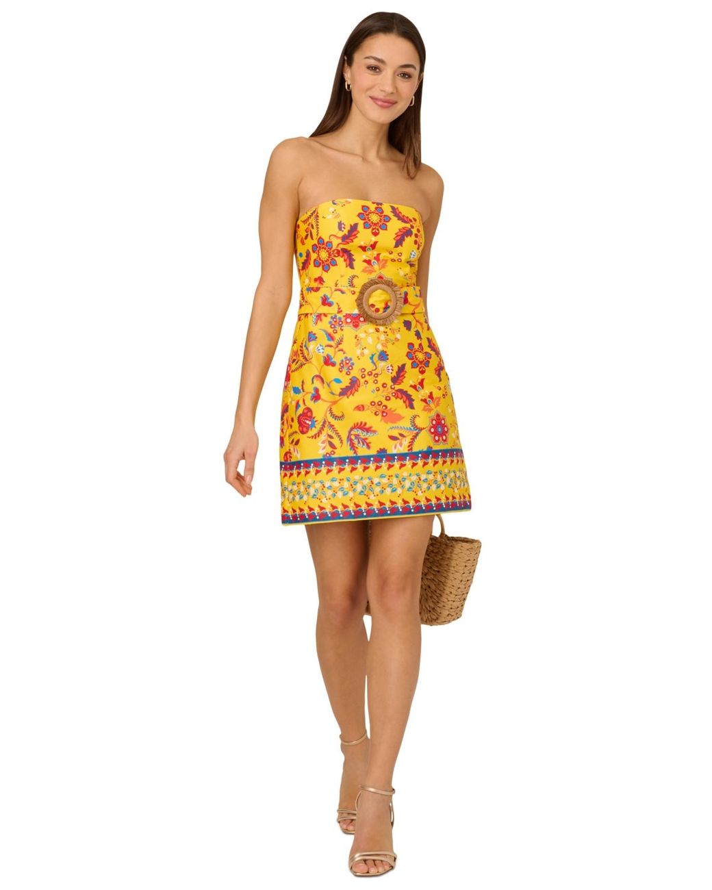 【海外限定】AdriannaPapell ドレス☆Adrianna By Yellow Printe Amazon.com: Adrianna Papell Women's Chiffon Trapeze Short