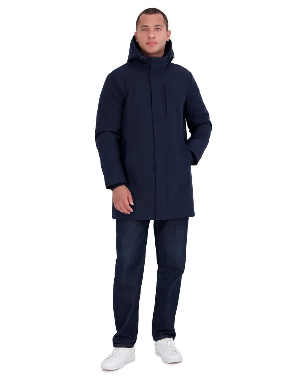 Calvin Klein Blue Hooded Flextech Parka Jacket for men