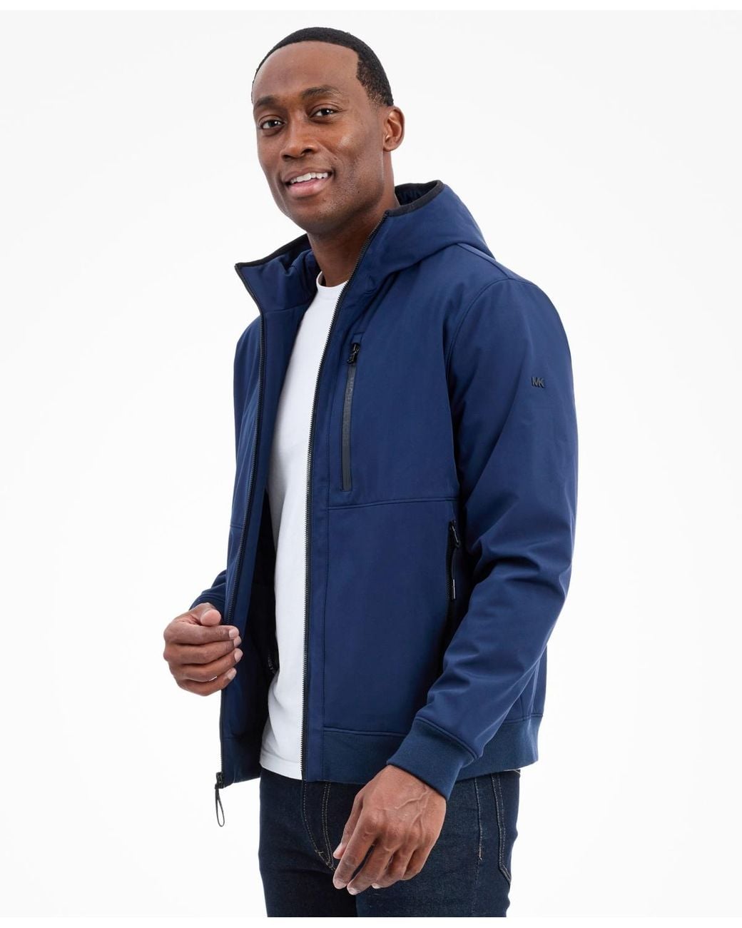 Michael Kors Blue Hooded Softshell Jacket for men