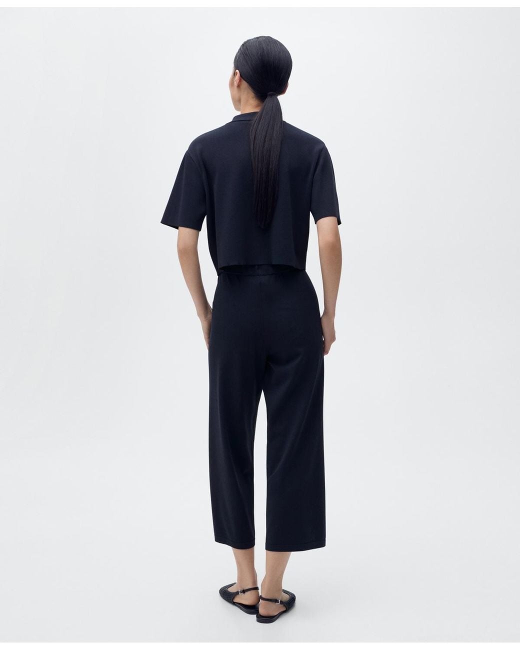 Mango Blue Crop Knit Pants