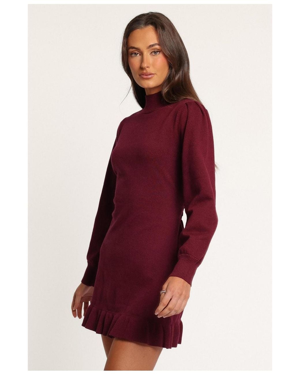 Red Raffle Dress Petal & Pup Londyn Long Sleeve Mock Neck Ruffle Mini Dress in Red | Lyst