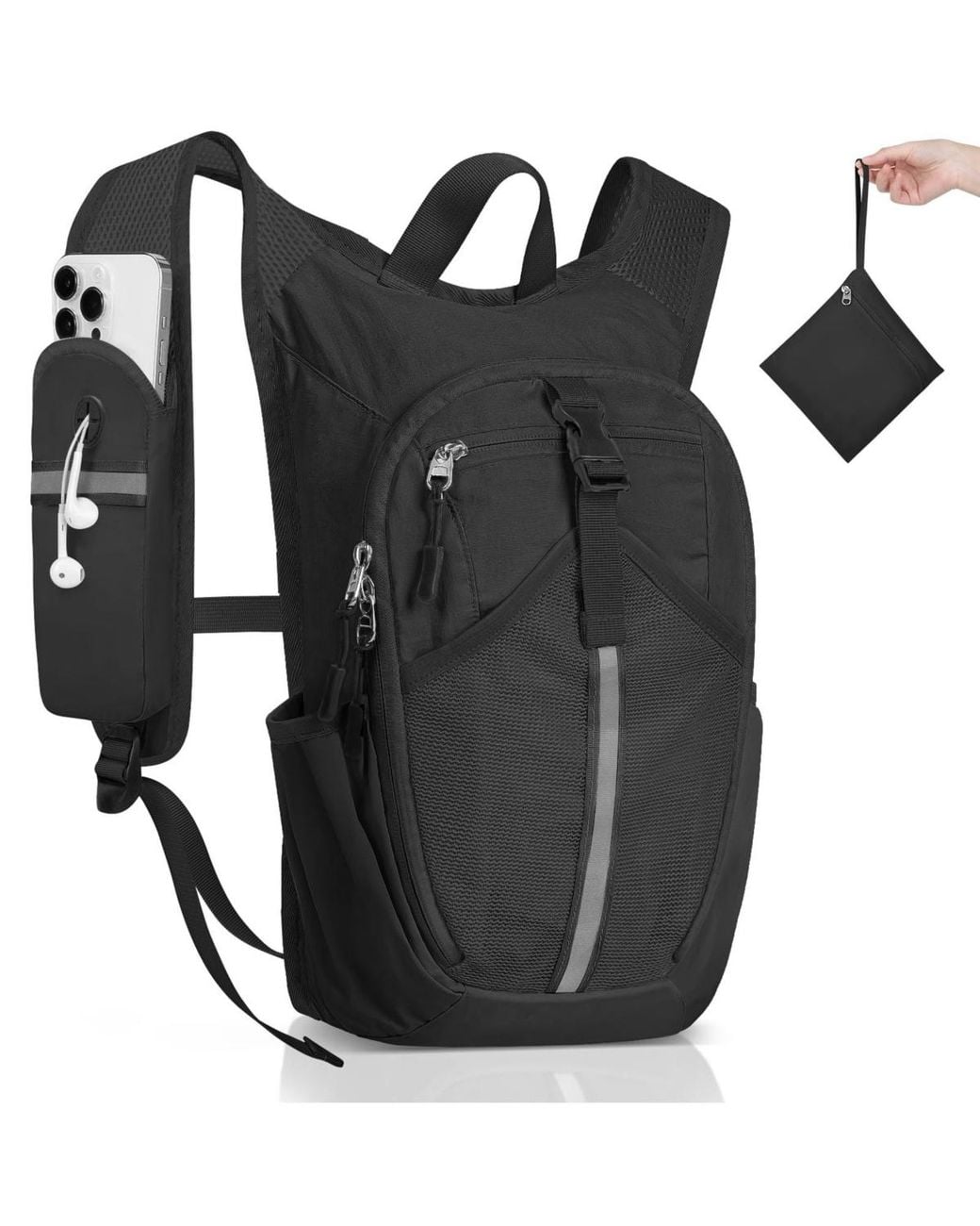 Aronkl Black Lightweight Foldable Packable Hiking Backpack