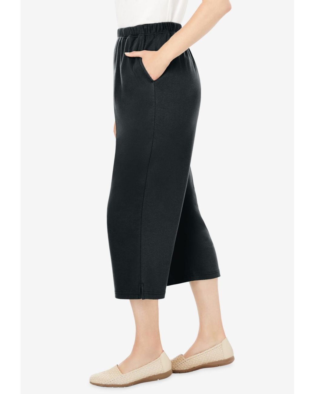 Woman Within Within 7-day Knit Capri in Black | Lyst