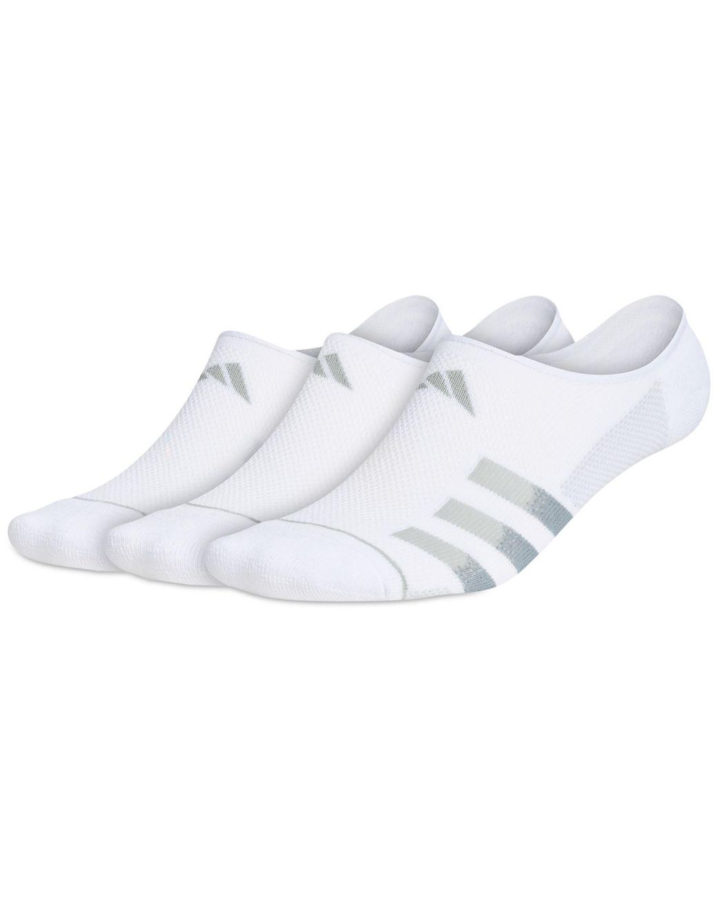 adidas Synthetic Superlite Striped Noshow Socks 3 Pk. in White for Men Lyst