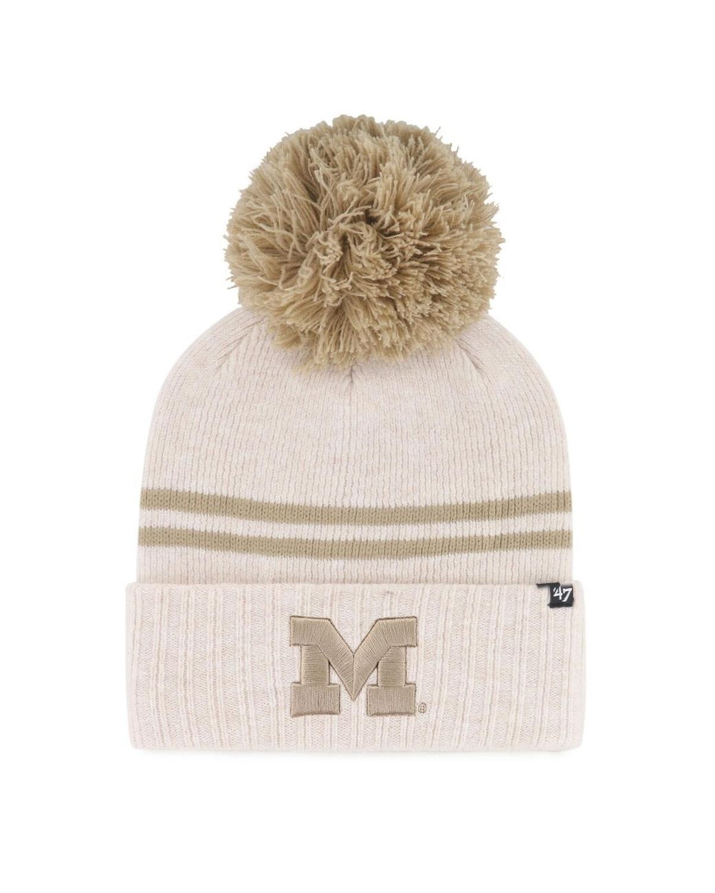 '47 Natural Michigan Wolverines Core Inline Latte Cuffed Knit Hat
