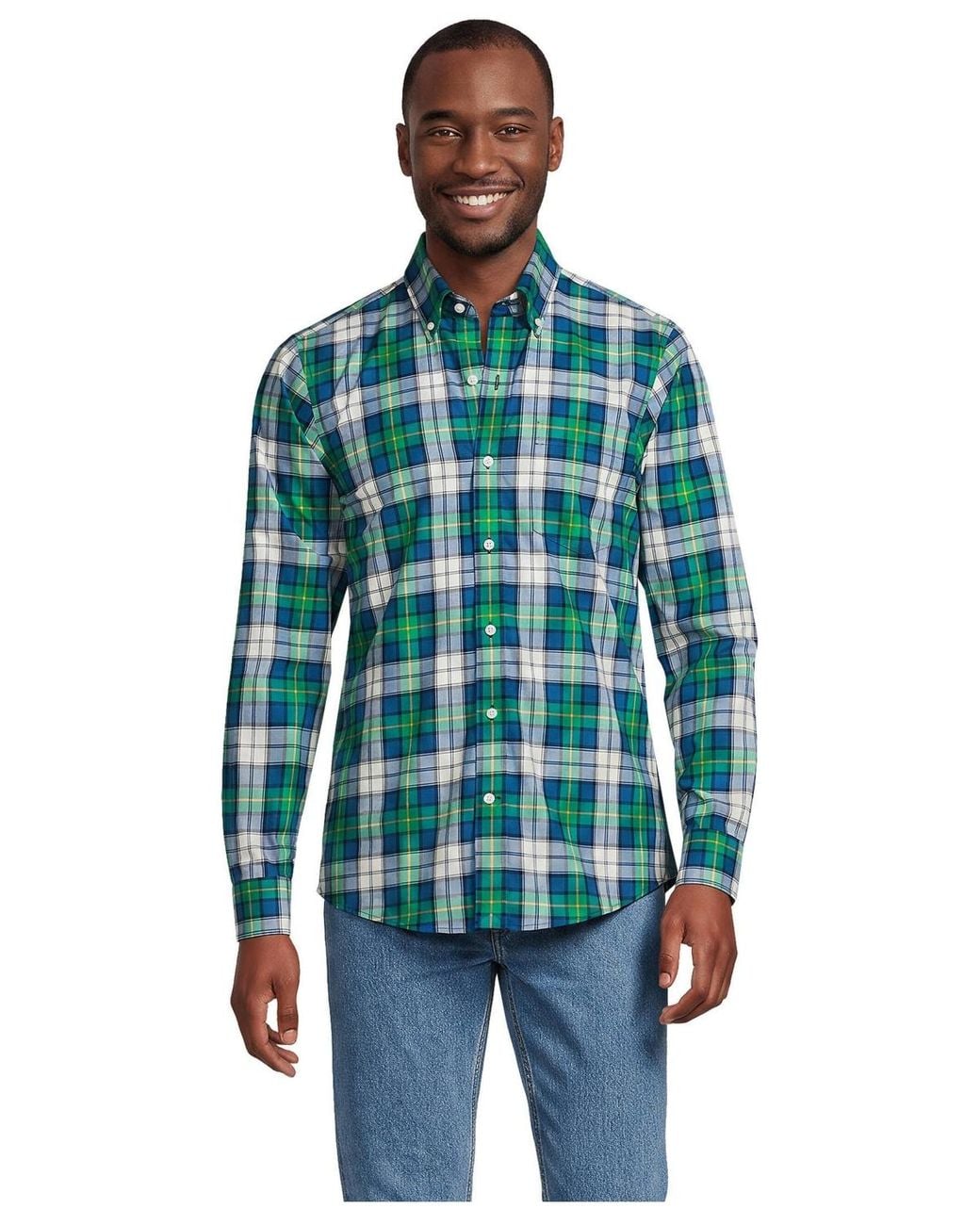 Lands' End Traditional Fit No Iron Twill Shirt in Blue for Men | Lyst
