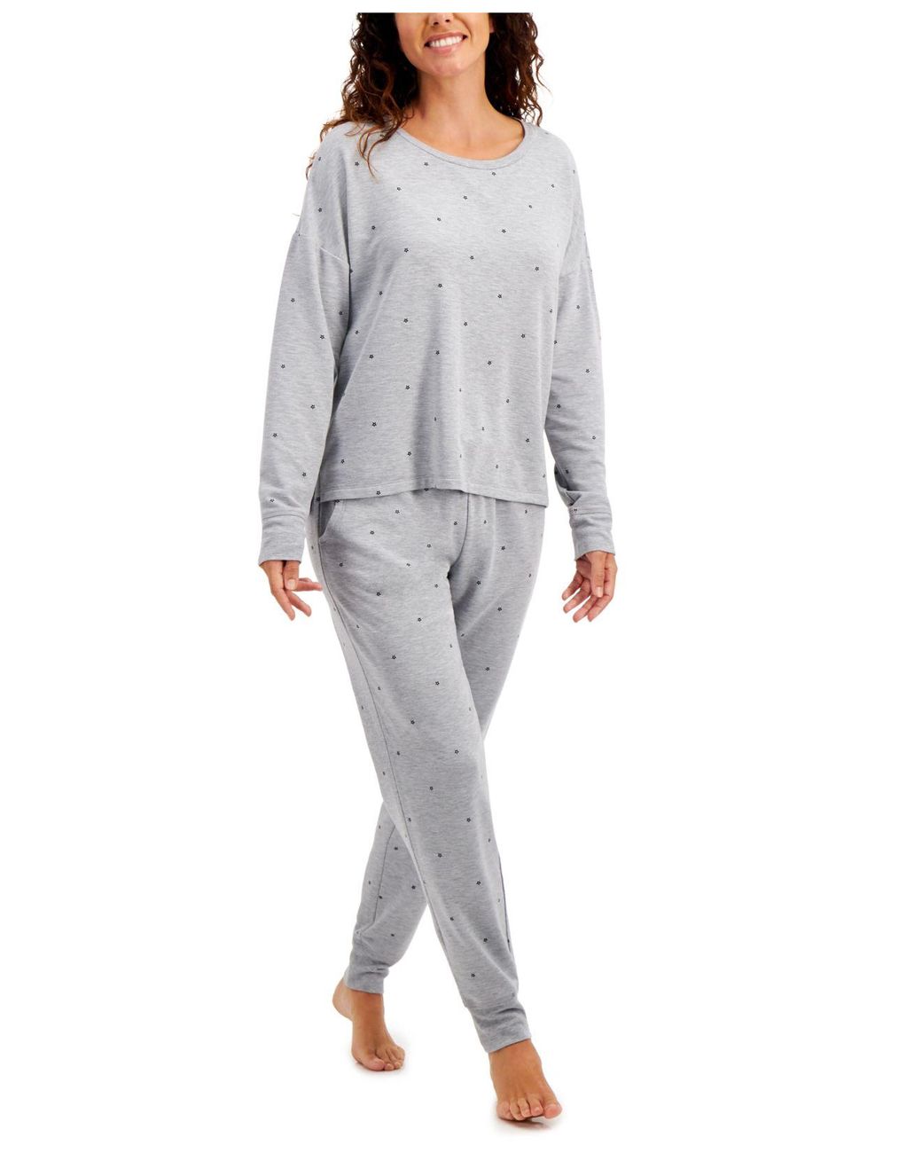 Alfani Synthetic French Terry Pajama Set, Created For Macy's in Gray - Lyst