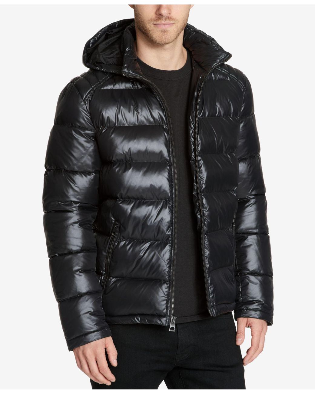 guess mens puffer jacket black