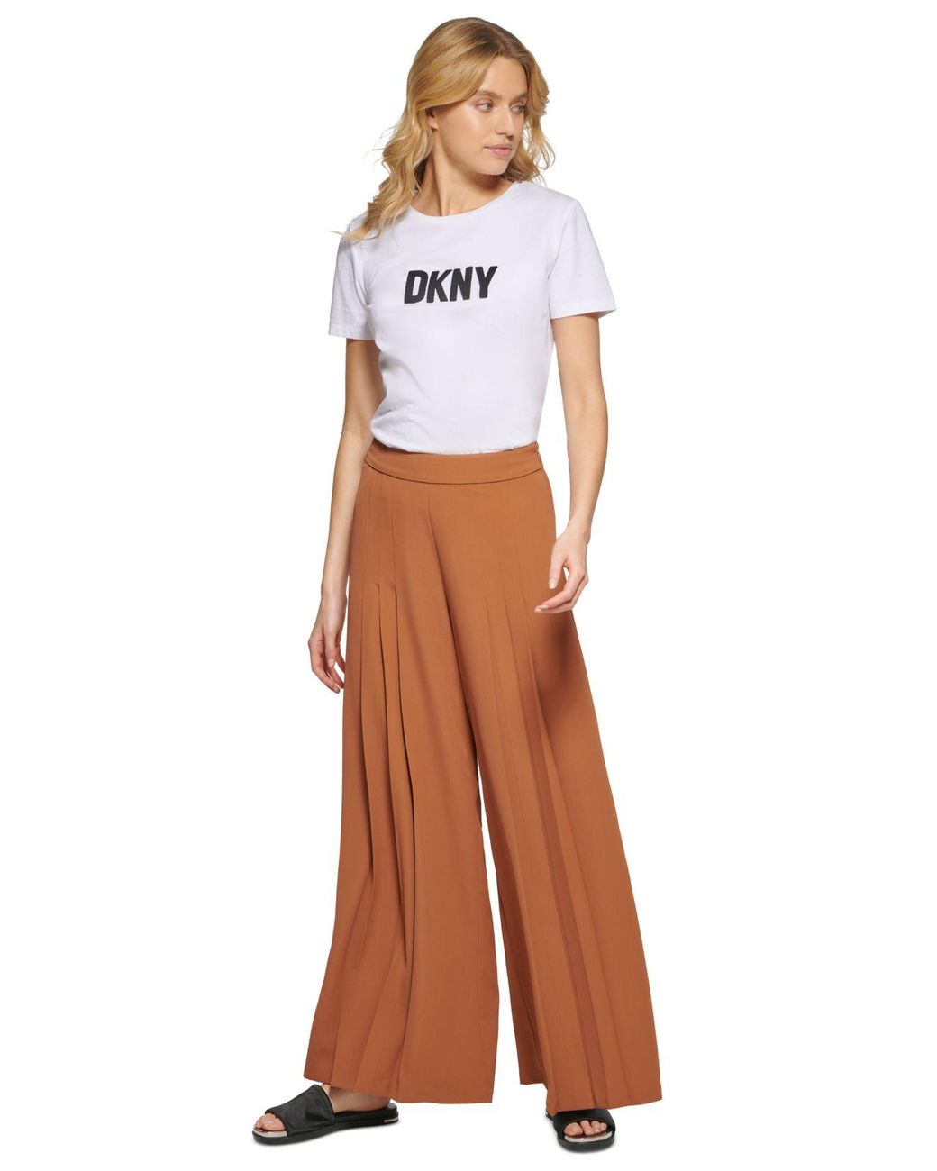 Dkny Womens Pullon Wideleg Trousers In Ivory  ModeSens