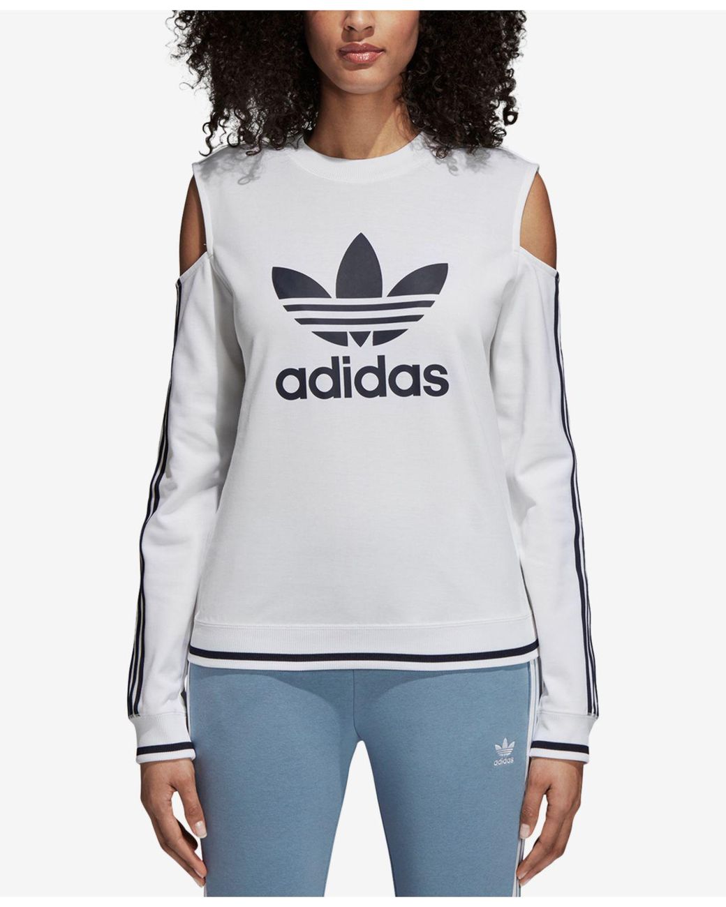 adidas Originals Active Icons Cold-shoulder Sweatshirt in White | Lyst