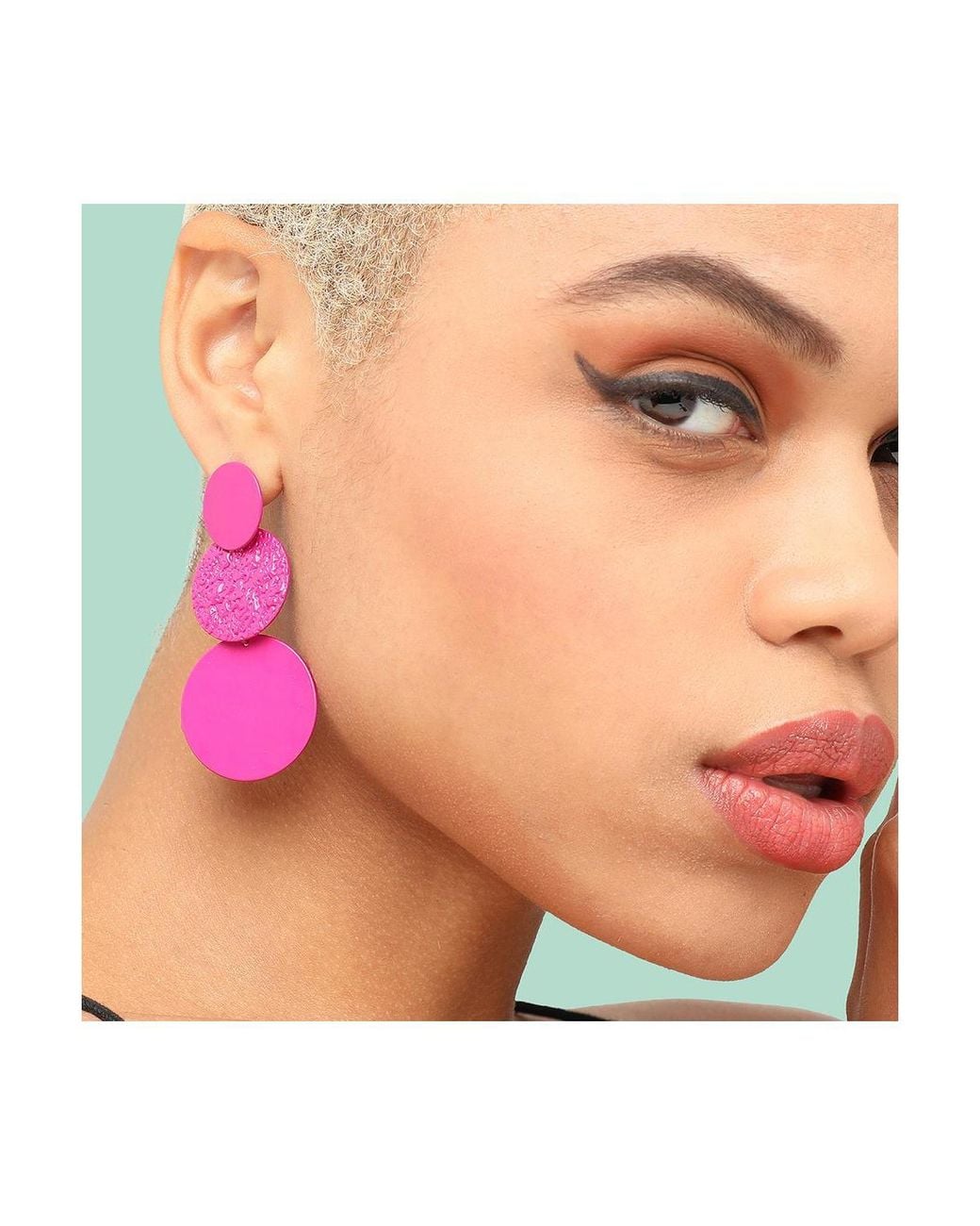 SOH Pink Dented Drop Earrings