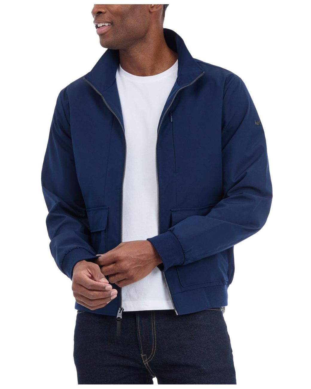 Michael Kors Blue Solid-color Stand-collar Hipster Jacket for men