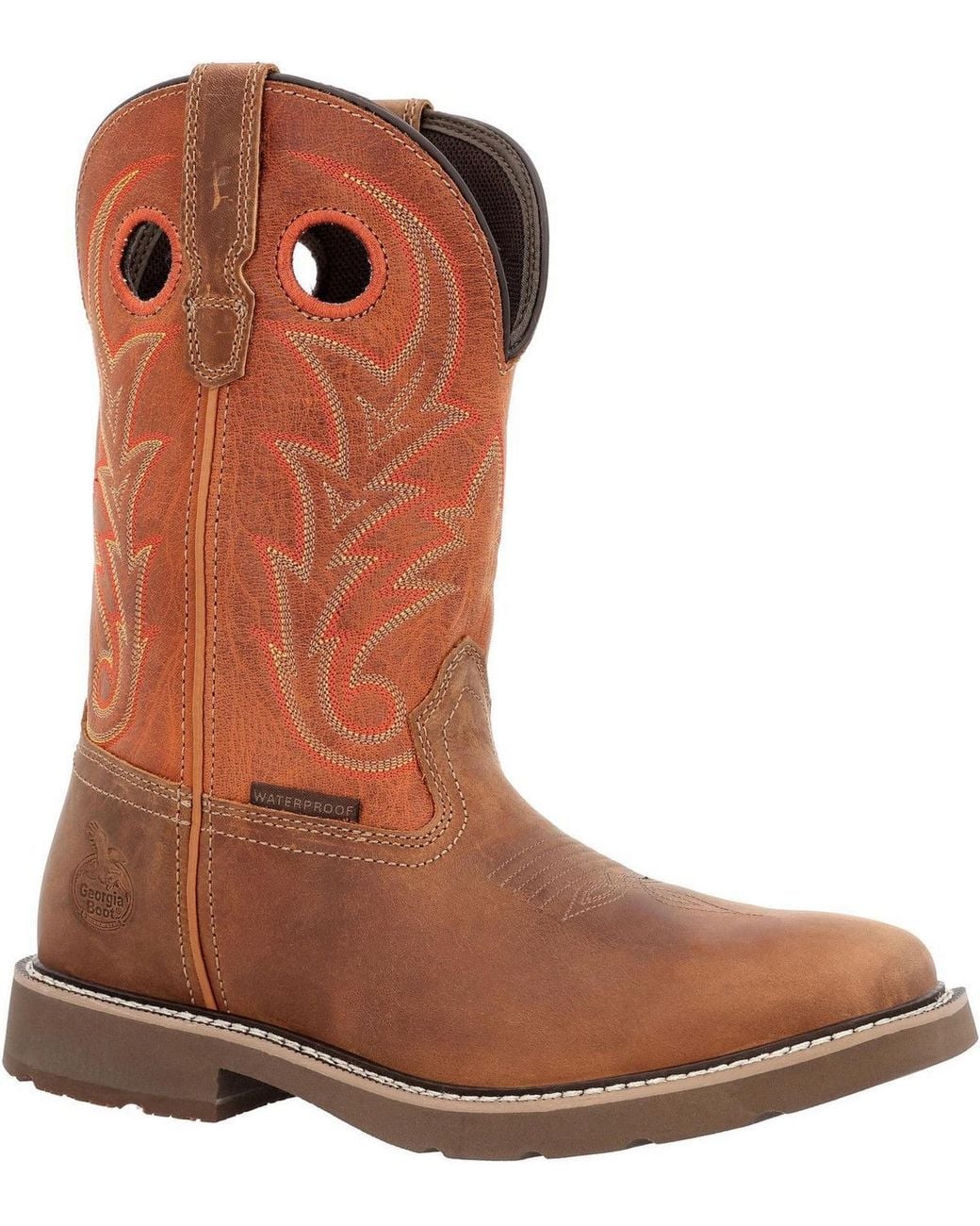 Georgia Boot Brown Core 37 Western 11" Waterproof Pull-on Work Boot