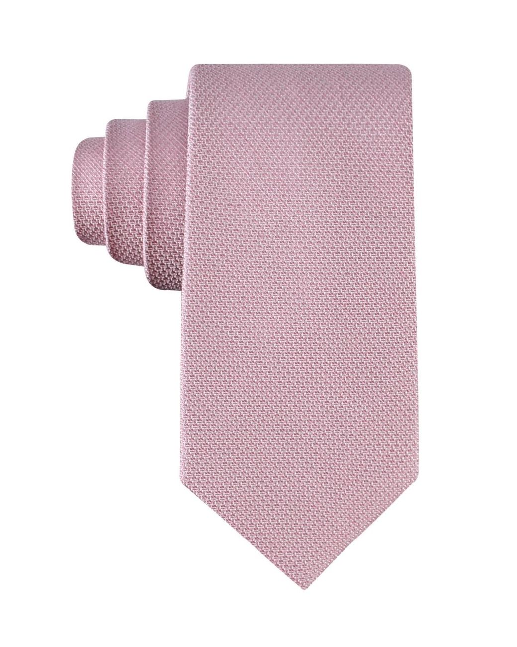 Calvin Klein Pink Textured Solid Silk & Linen Blend Tie for men