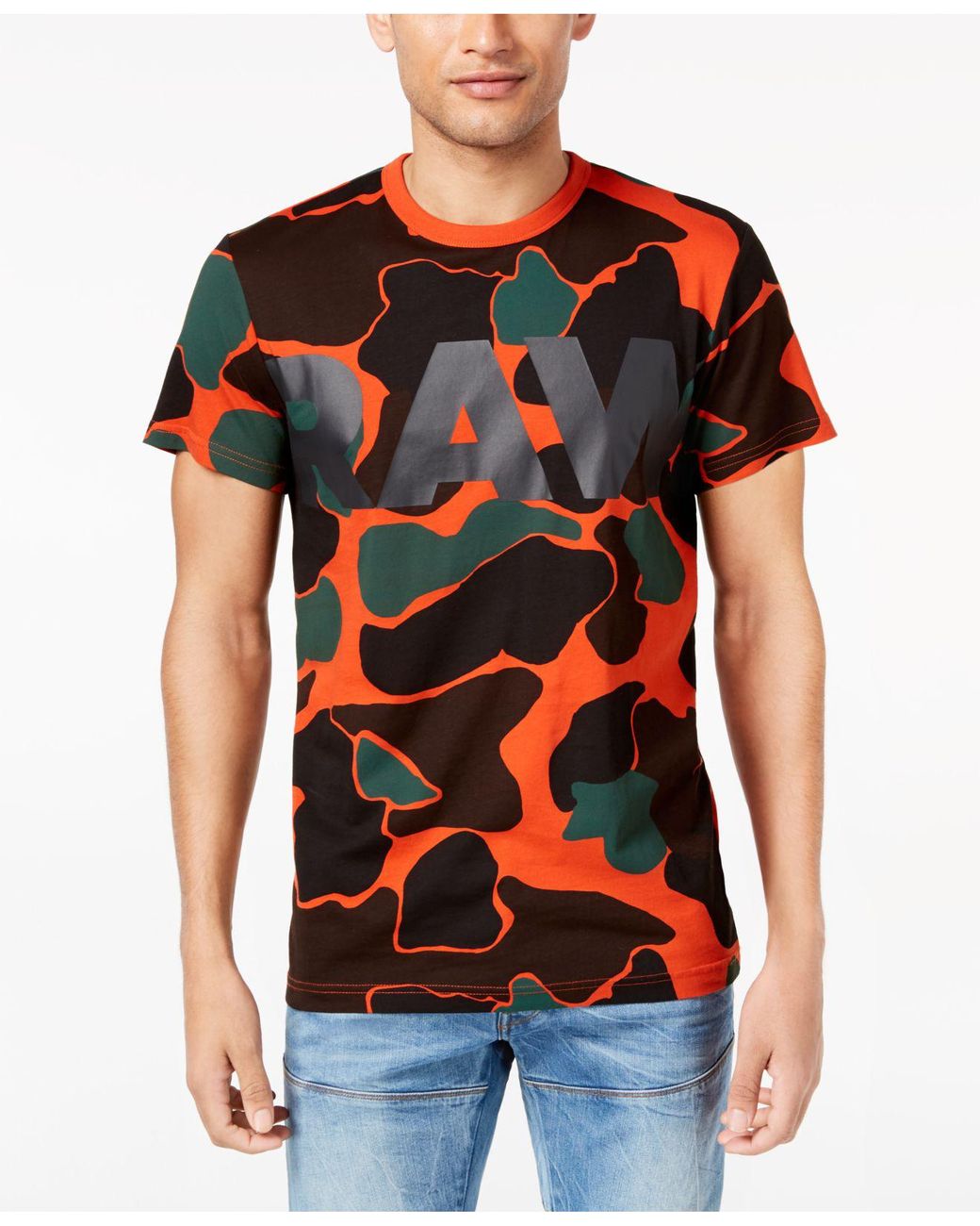 G-Star RAW Cotton Camouflage Logo-print T-shirt in Orange for Men | Lyst