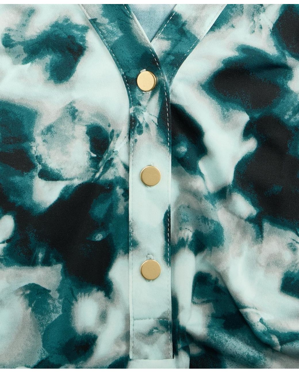 INC International Concepts Blue Plus Size Printed Half-placket Shirt