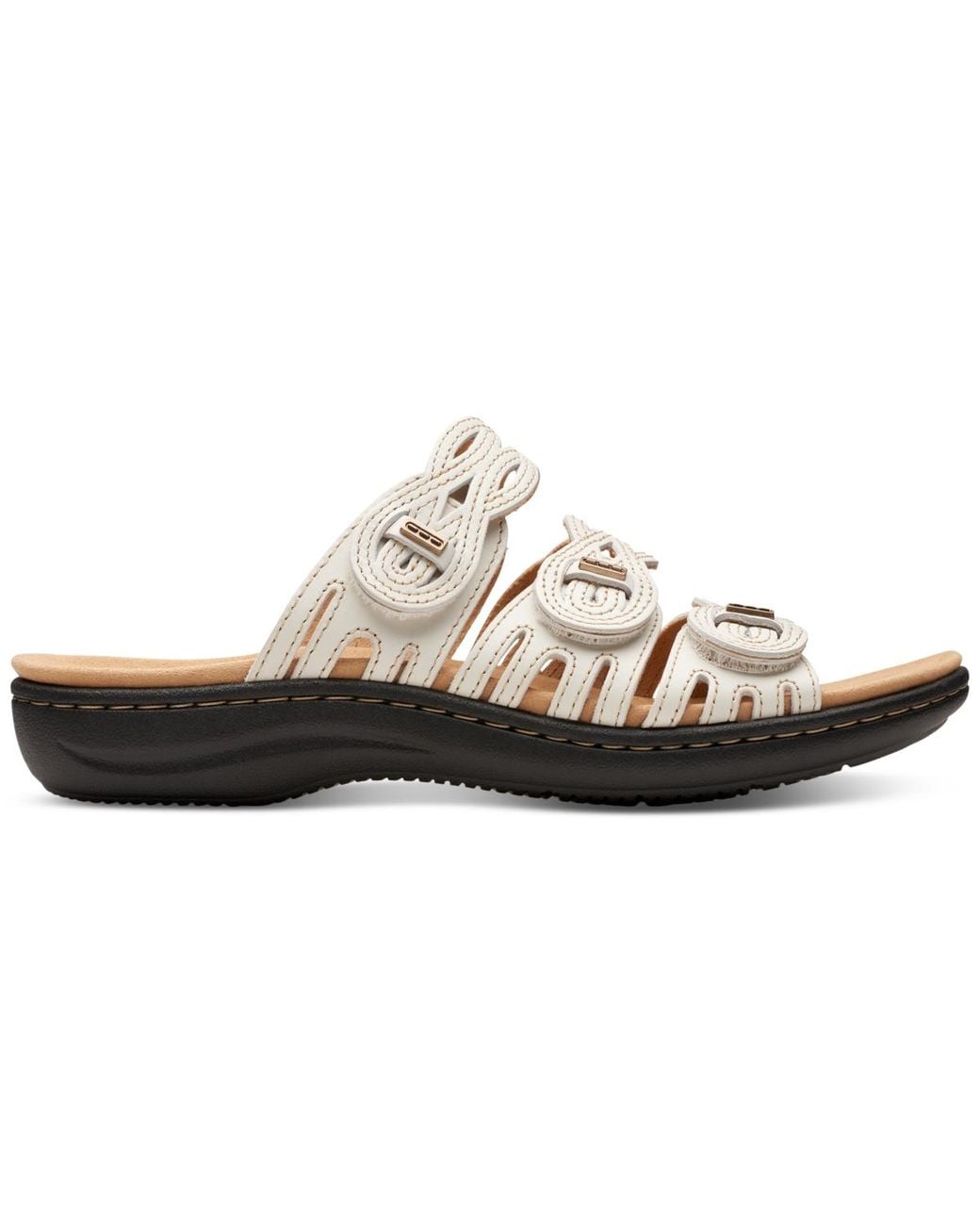 Clarks Multicolor Laurieann Ruby Scalloped Strap Slide Sandals
