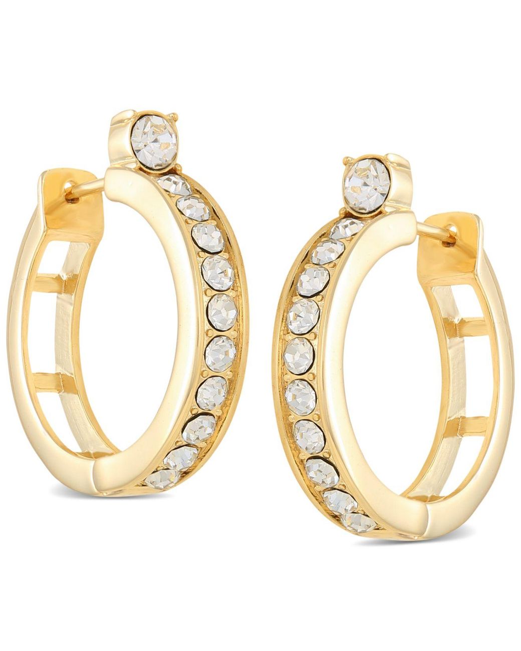 Guess Gold-tone Small Crystal Hoop Earrings, 1