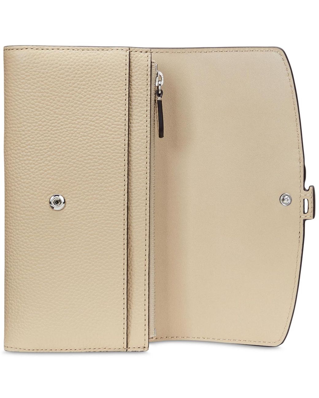 Ralph Lauren Pebbled Leather Cameryn Flap Wallet in Natural