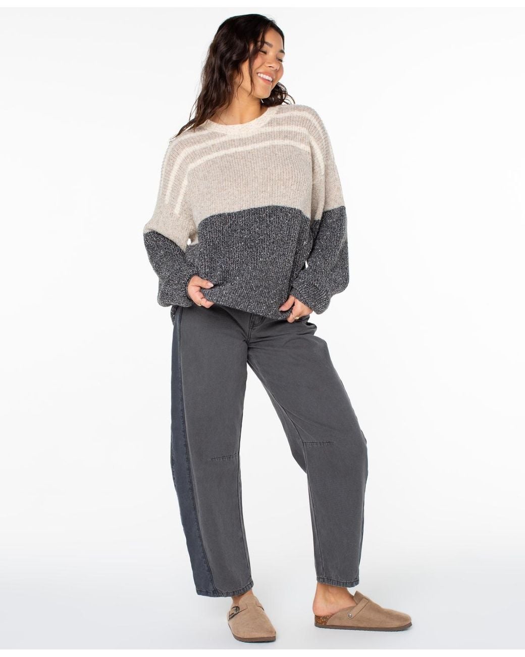 Roxy Gray Prep Long-sleeve Sweater