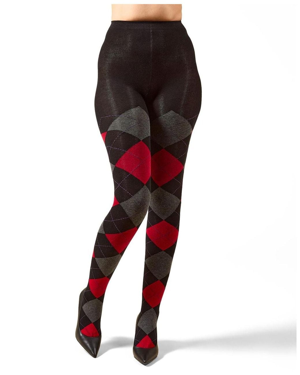 Memoi Textured Argyle Patterned Sweater Tights