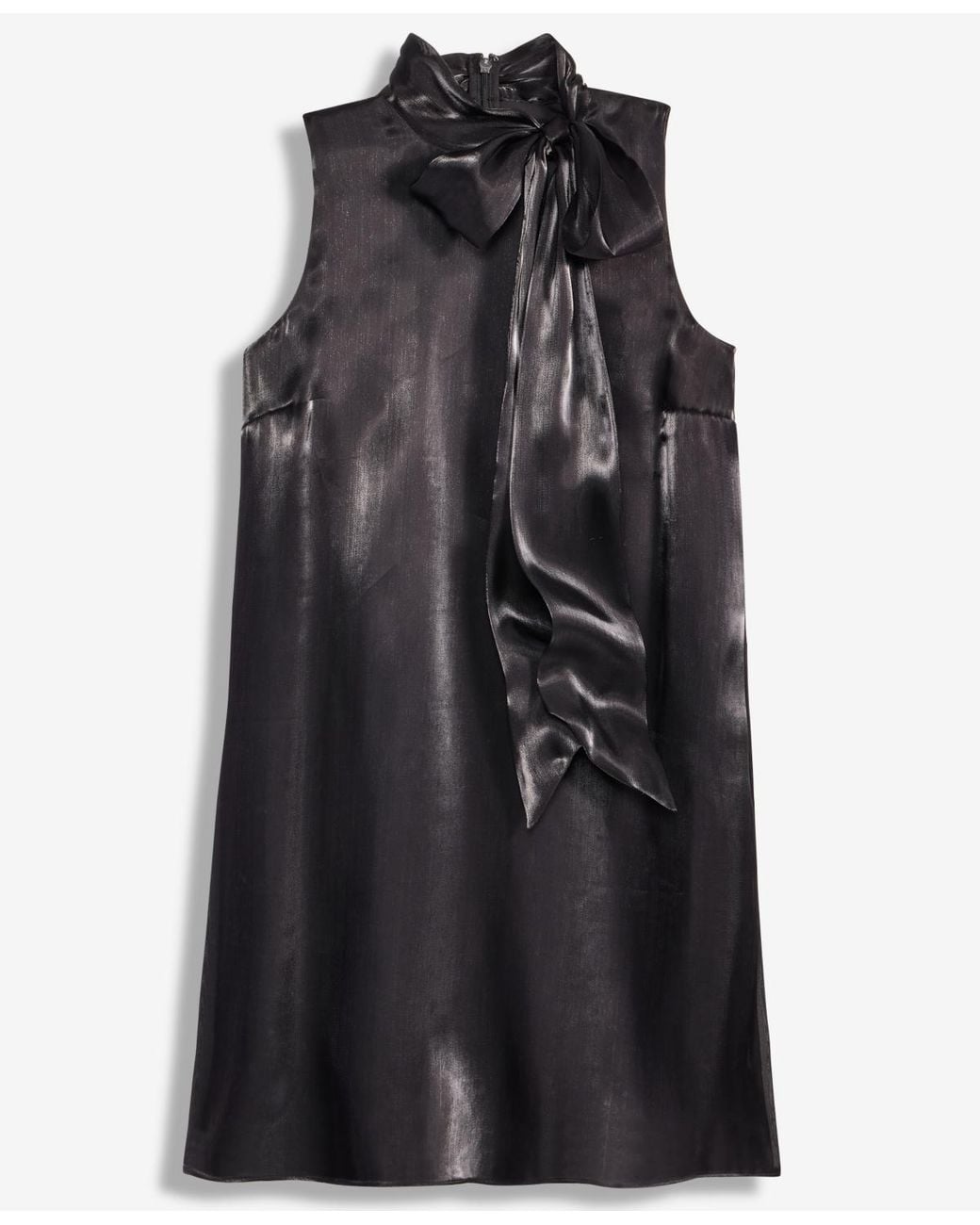 On 34th Black Solid Bow Shift Dress