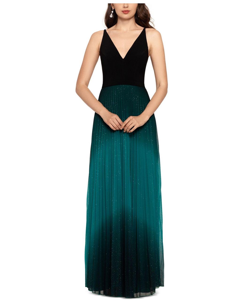 betsy and adam pleated gown